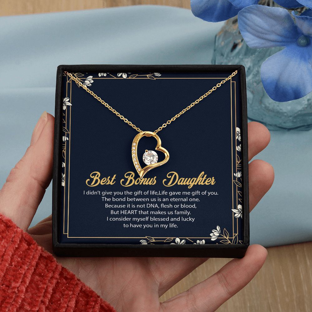 Bonus Daughter Gifts From Stepdad, Step Daughter Gifts From Stepmom, Stepdaughter Gifts From Stepdad, Father Stepdaughter Necklace, To My Bonus Daughter Necklaces, Christmas Gifts For Bonus8 Forever Love Necklace