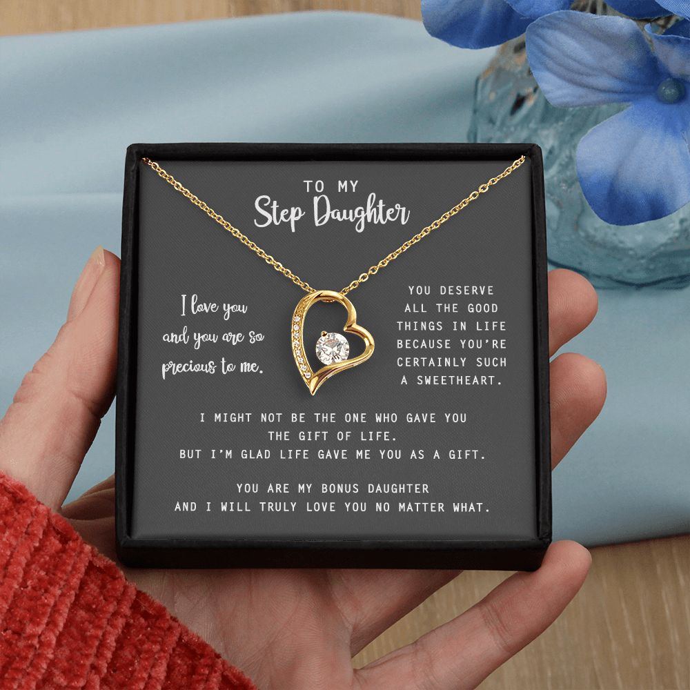 to My Step Daughter Necklace from Stepdad Bonus Daughters Birthday Xmas Congrats (1) Forever Love Necklace