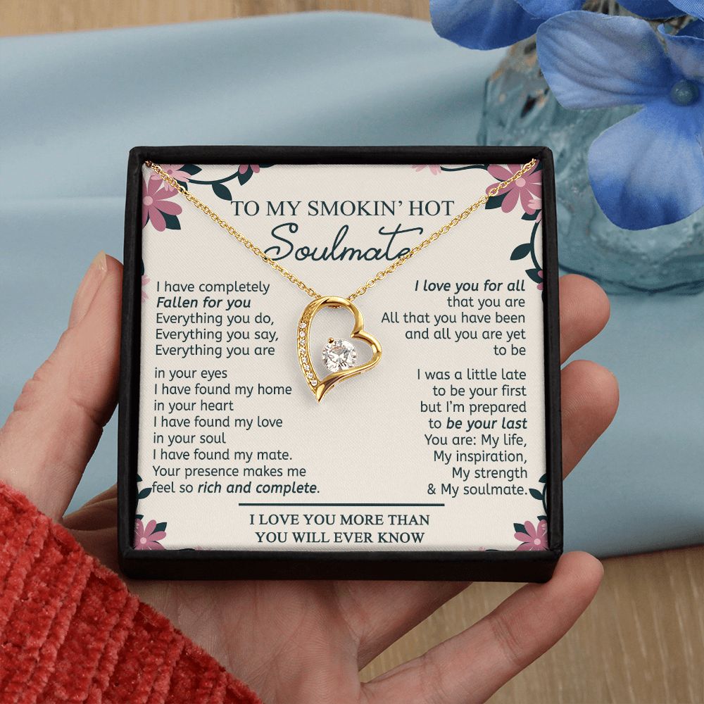 To My Smokin Hot Soulmate Necklace - Wife Gifts From Husband To My Wife Necklace, Gift for Her Romantic, Girlfriend Gifts Necklace for Wife from Men Includes Message Card and Gift Box 17 Forever Love Necklace