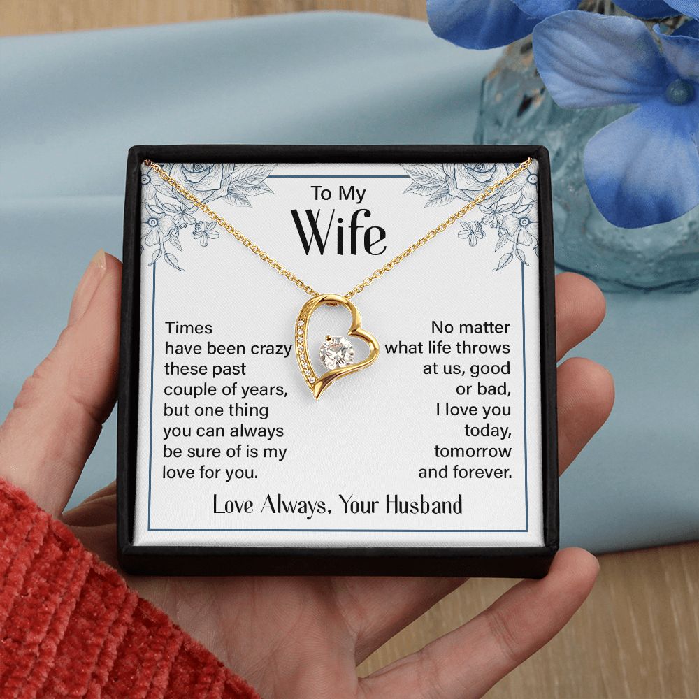 To My Wife Necklace from Husband, Personalized Necklace for Women, Luxury Necklace for Wife from Man Men, Wedding Anniversary Present For Wife, Beautiful Wife Jewelry Christmas Birthday Gift For Wife20 Forever Love Necklace