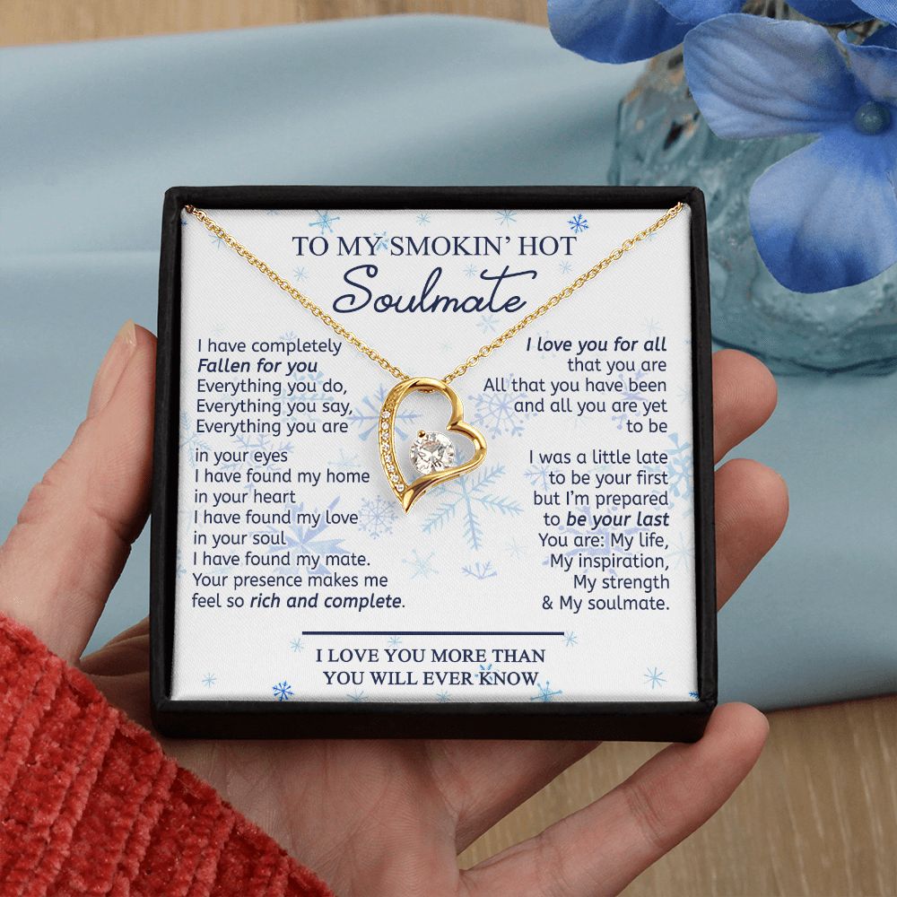 To My Smokin Hot Soulmate Necklace - Wife Gifts From Husband To My Wife Necklace, Gift for Her Romantic, Girlfriend Gifts Necklace for Wife from Men Includes Message Card and Gift Box 13 Forever Love Necklace