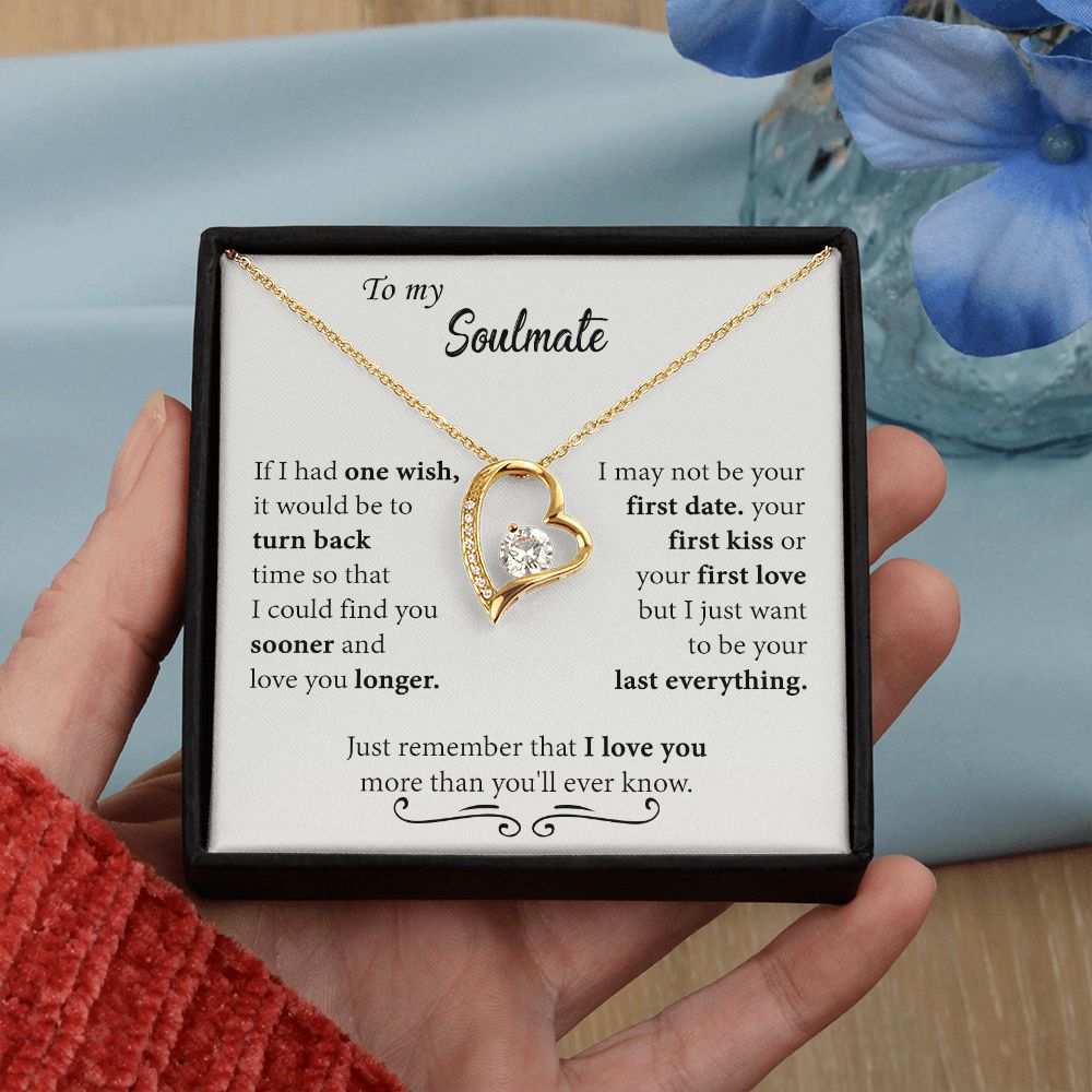 To My Soulmate Necklace for Women Birthday Christmas Jewelry Gifts For My Wife with Message Card Box Personalized Gift Present Pendant for Future Wife Soulmate Girlfriend Love 24 Forever Love Necklace