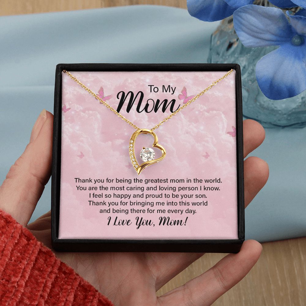 To My Mom Necklace, Gift For Mom, Mother's Day Gift from Daughter, Mom Jewelry Gift for Mothers Day, Birthday Gift for Mother, Moms Gift from Daughter Son, Necklace for Mom Mother 24 Forever Love Necklace