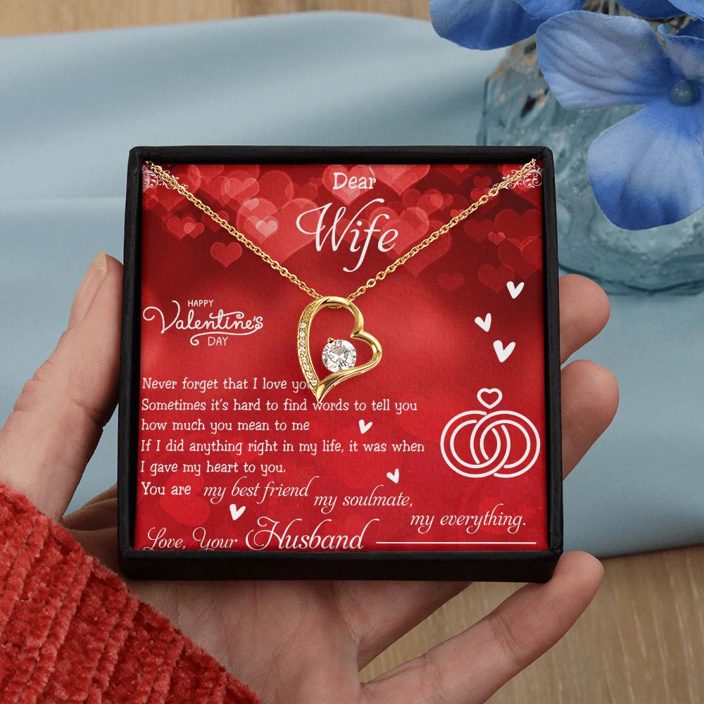 To My Wife Necklace, Wedding Anniversary Jewelry For Women, Necklace For Wife from Husband, Gift For Wife Birthday Gifts From Husband Necklace, Jewelry With Message Card In A Gift Box4 Forever Love Necklace