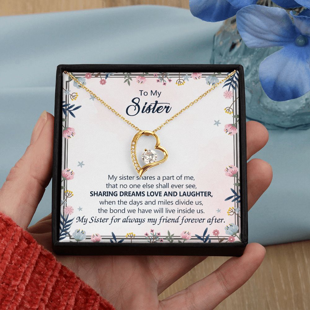 To My Sister Necklace Pendant Inspirational Jewelry For Women Teen Girl Family and Friendship Gifts Sisters Gifts Idea Sister Jewelry Necklace for Sisters Gift for Sister 301 Forever Love Necklace