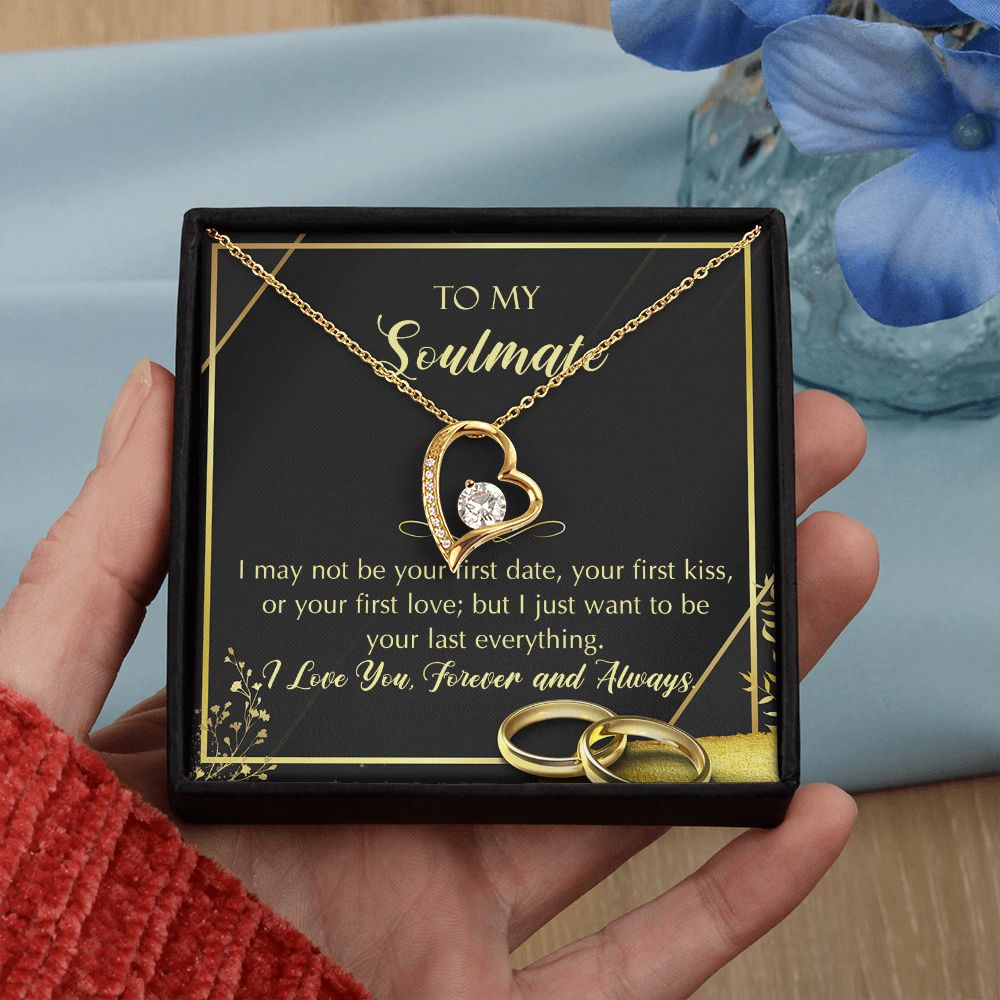 To My Soulmate Necklace for Women Birthday Christmas Jewelry Gifts For My Wife with Message Card Box Personalized Gift Present Pendant for Future Wife Soulmate Girlfriend Love 28 Forever Love Necklace