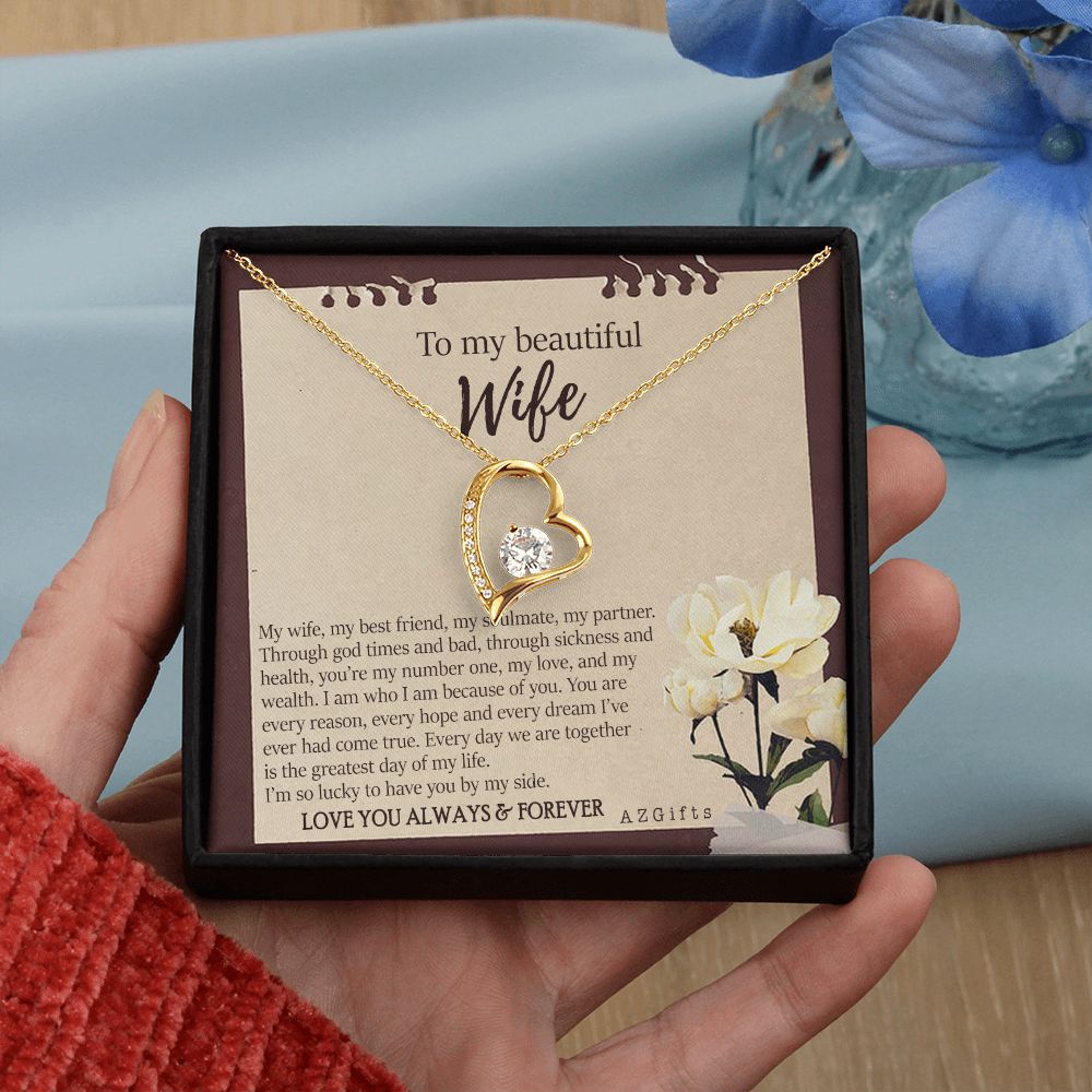 To My Wife Necklace from Husband, Personalized Necklace for Women, Luxury Necklace for Wife from Man Men, Wedding Anniversary Present For Wife, Beautiful Wife Jewelry Christmas Birthday Gifts For Wife7 Forever Love Necklace
