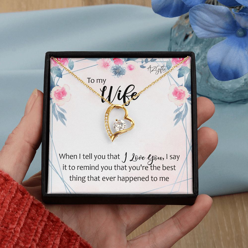 To My Wife Necklace from Husband, Personalized Necklace for Women, Luxury Necklace for Wife from Man Men, Wedding Anniversary Present For Wife, Beautiful Wife Jewelry Christmas Birthday Gifts For Wife Forever Love Necklace