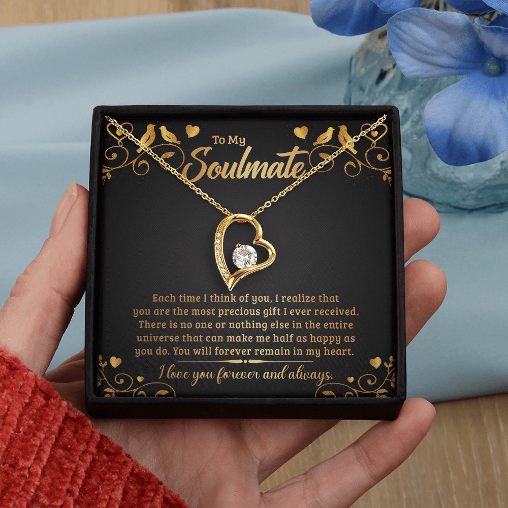 To My Soulmate Necklace for Women Birthday Christmas Jewelry Gifts For My Wife with Message Card Box Personalized Gift Present Pendant for Future Wife Soulmate Girlfriend Love 19 Forever Love Necklace