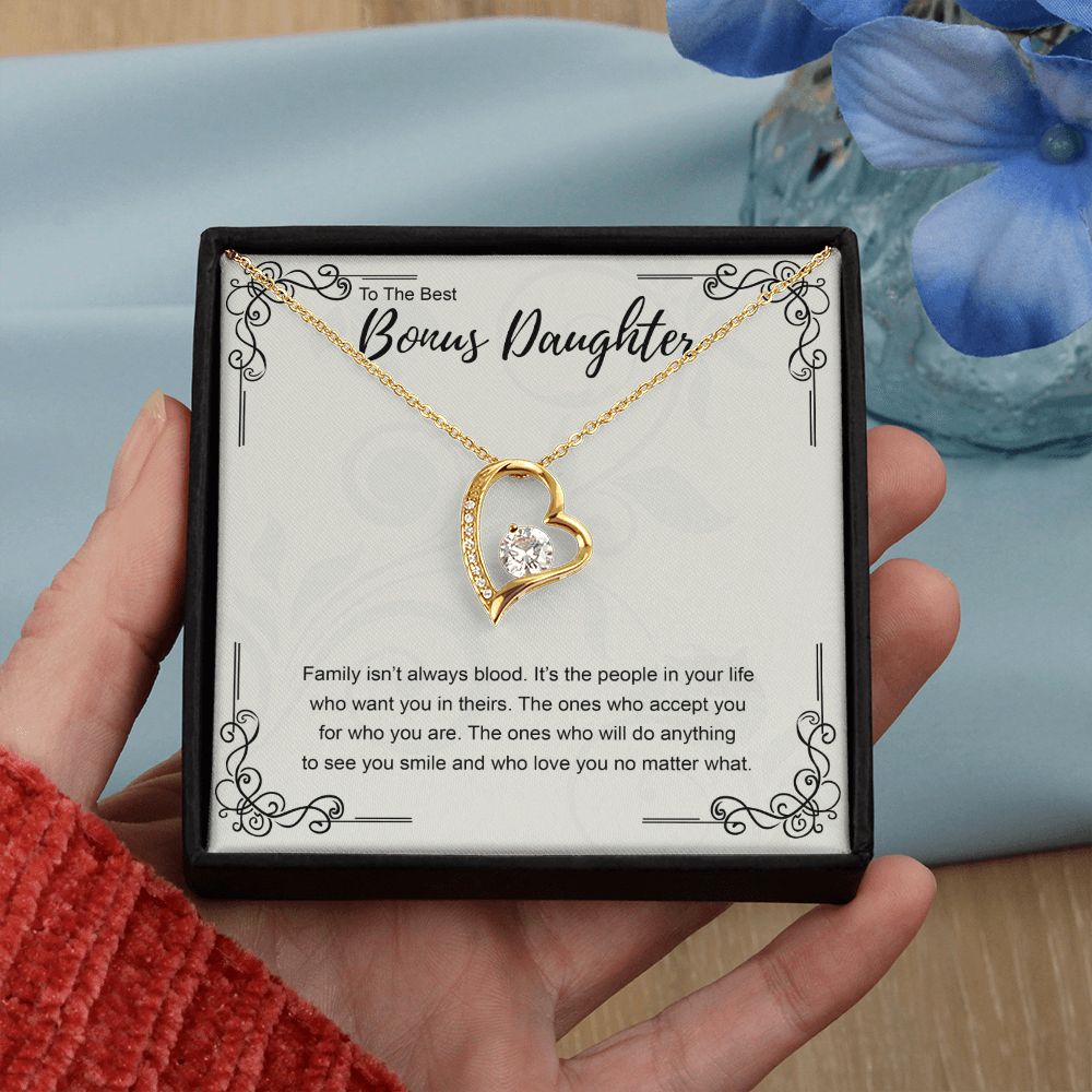 Bonus Daughter Gift Necklace, Double Hearts Necklace, Stepdaughter Jewelry Forever Love Necklace