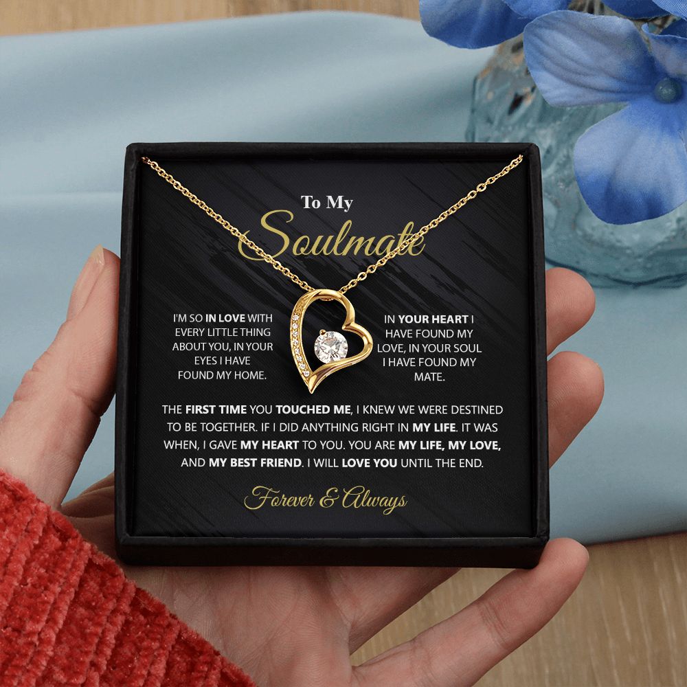 To My Soulmate Necklace for Women Birthday Christmas Jewelry Gifts For My Wife with Message Card Box Personalized Gift Present Pendant for Future Wife Soulmate Girlfriend Love 1 Forever Love Necklace