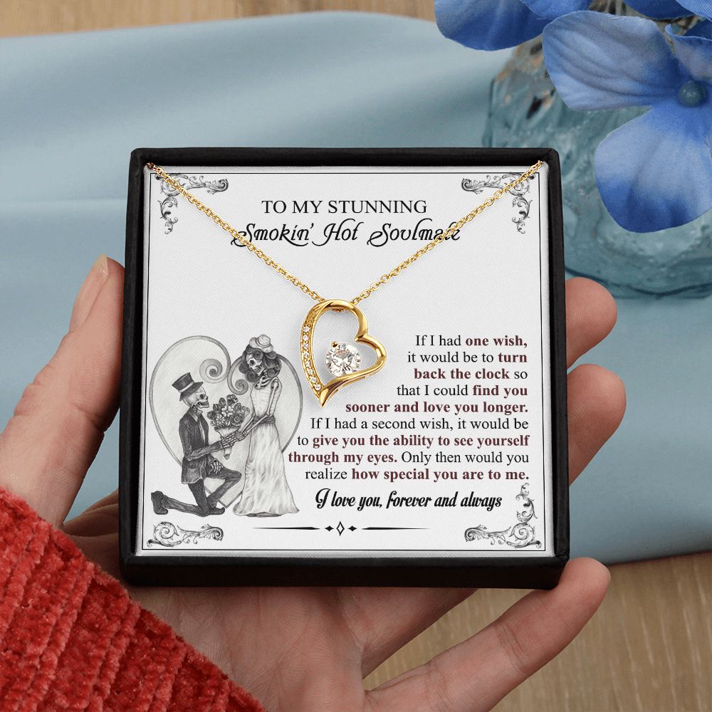To My Soulmate Necklace for Women Birthday Valentines Day Jewelry Gifts For My Wife with Message Card Box Personalized Gift Present Pendant for Future Wife Soulmate Girlfriend Love 6 Forever Love Necklace
