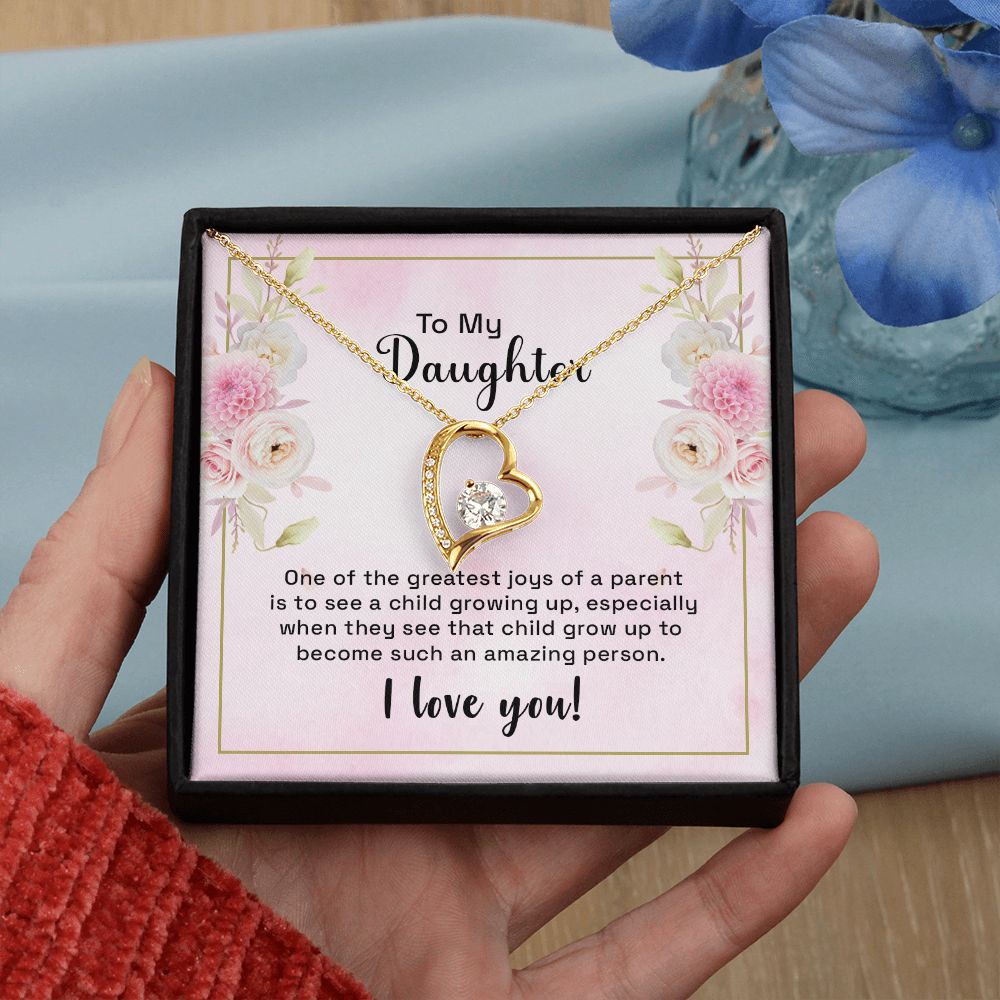 Mother and Daughter Necklace for Girls, To My Daughter Gift Necklace from Mom, Birthday Christmas Gift Graduation Gifts for Daughters, Jewelry Pendant Present for Daughter, Mother Daughter Gift 44 Forever Love Necklace