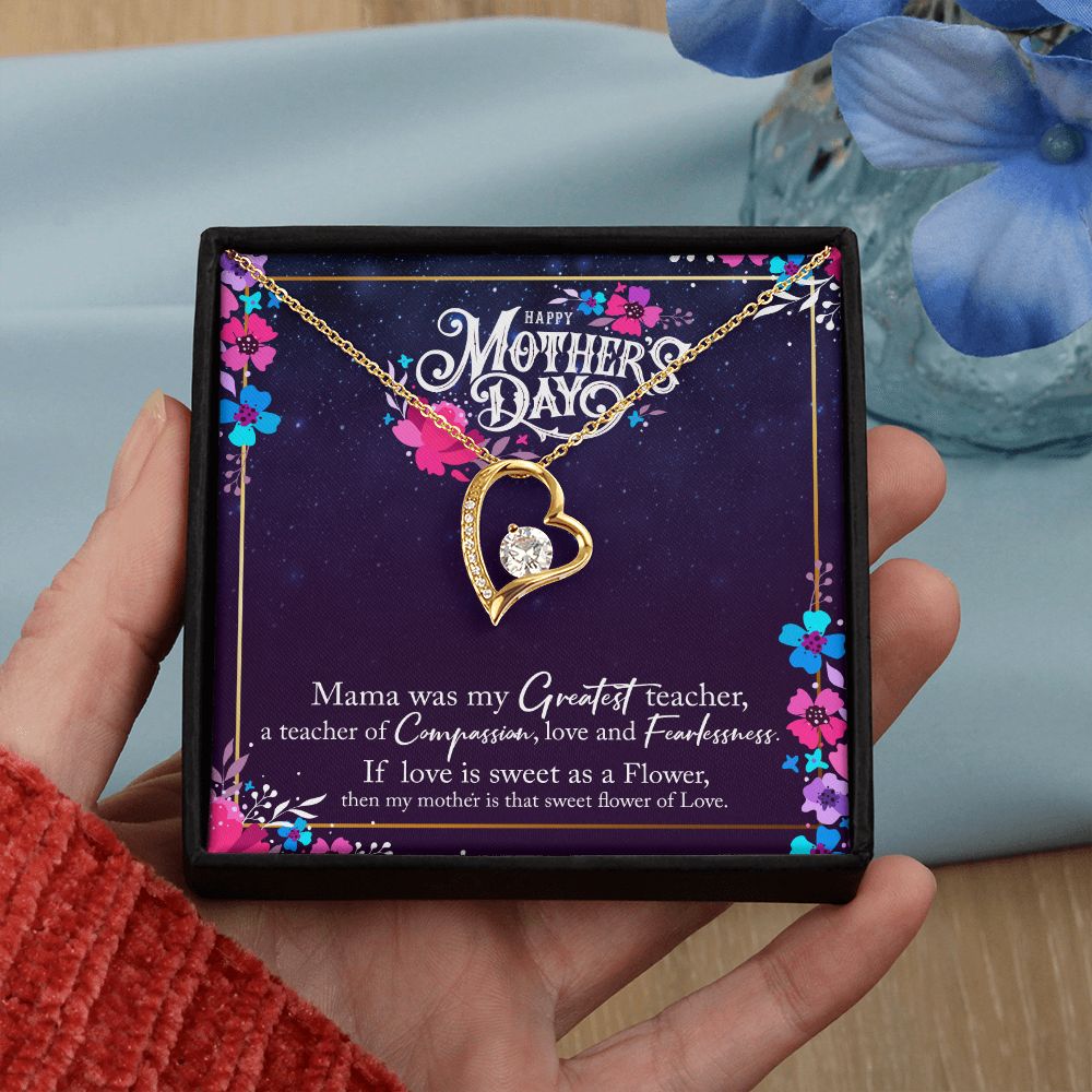 To My Mom Mother Necklace Pendant Gìt From Daughter Or Son Happy Mothers Day Mama Was My Greatest Teacher With Message Card Gift For Mom Forever Love Necklace