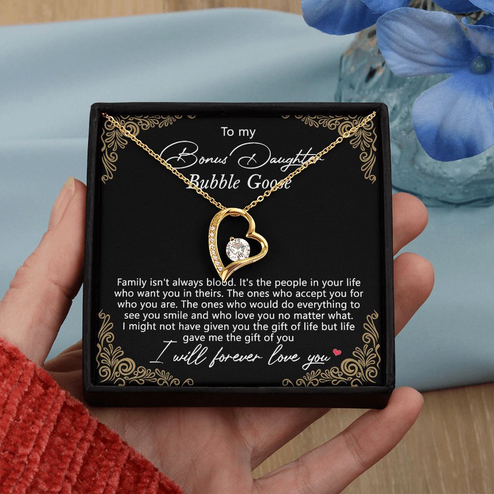 Bonus Daughter Gifts From Stepdad, Step Daughter Gifts From Stepmom, Stepdaughter Gifts From Stepdad, Father Stepdaughter Necklace, To My Bonus Daughter Necklaces, Christmas Gifts For Bonus9 Forever Love Necklace