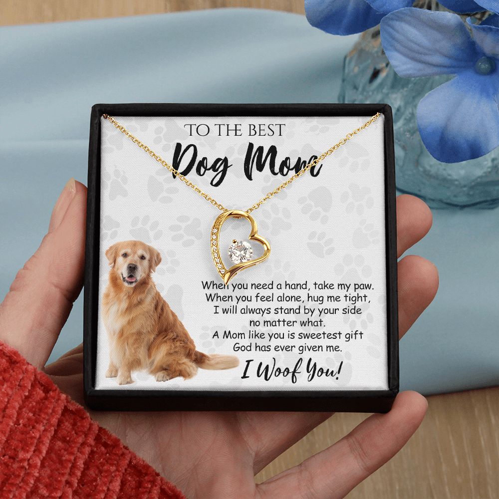 To The Best Golden Retriever Dog Mom Knot Necklace Mother's Day Gift , I Woof You Quote Gift Card, Message Card Jewelry For Dog Lovers, Necklace For Mom Forever Love Necklace