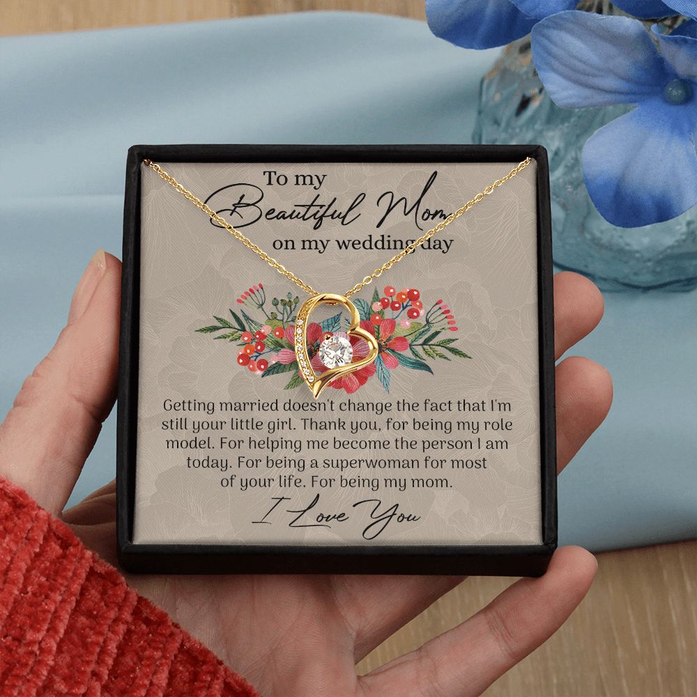 Mom Wedding Gift from Bride, Gift for Mom on Wedding Day, Mother of the Bride Necklace, Wedding Gift for Mom, Bride to Mom Gift Forever Love Necklace