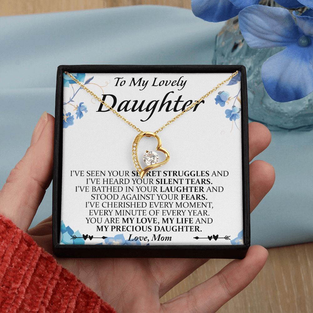 Mother and Daughter Necklace for Girls, To My Daughter Gift Necklace from Mom, Birthday Christmas Gift Graduation Gifts for Daughters, Jewelry Pendant Present for Daughter, Mother Daughter Gift 41 Forever Love Necklace