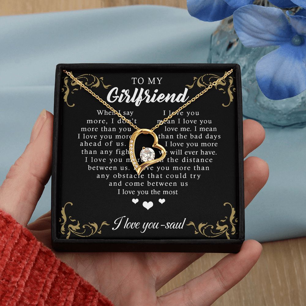 To My Girlfriend Necklace from Boyfriend, Personalized Necklace for Women, Luxury Necklace for Girlfriend, Wedding Anniversary Present For Her, Girlfriend Gift Jewelry Christmas Birthday Gift Forever Love Necklace