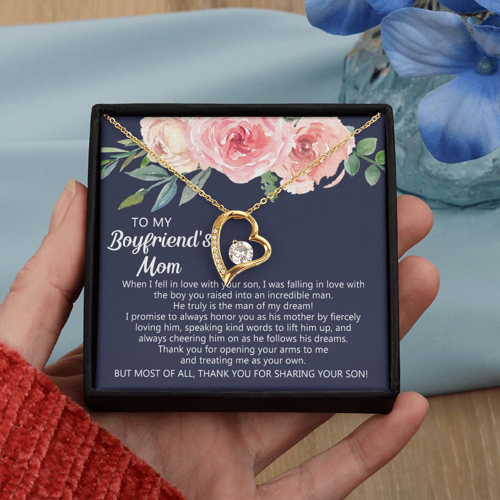 Personalized Gift for Boyfriends Mom, Boyfriends Mom Gift, Message Card Jewelry, To My Boyfriend's Mom Necklace with Message Card, Birthday Mother's Day Necklace for Boyfriend Mother Forever Love Necklace