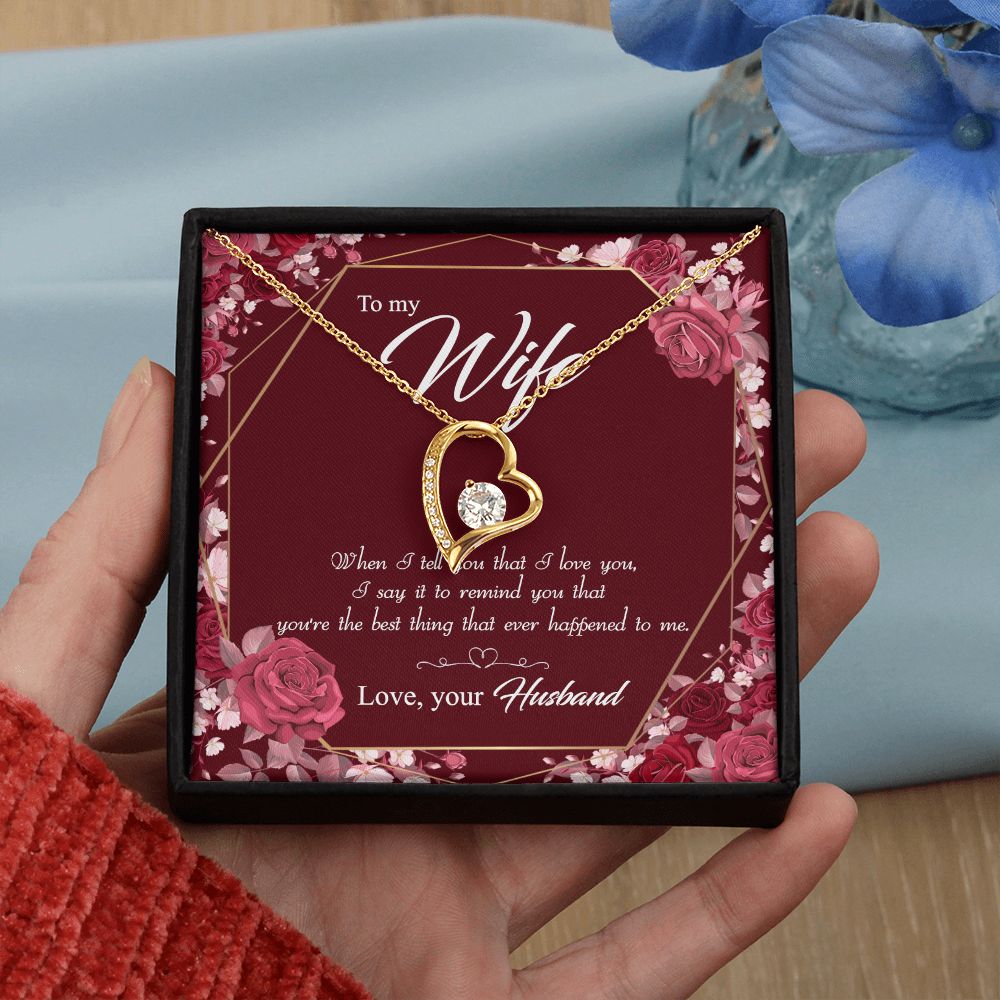 To My Wife Necklace Pendant Gift From Husbnd Habby Birthday Jewelry with Message Card and Gift Box. Wife Necklace Gift for Wife from Husband Valentine's Day Gift For Wife Future Wife Forever Love Necklace