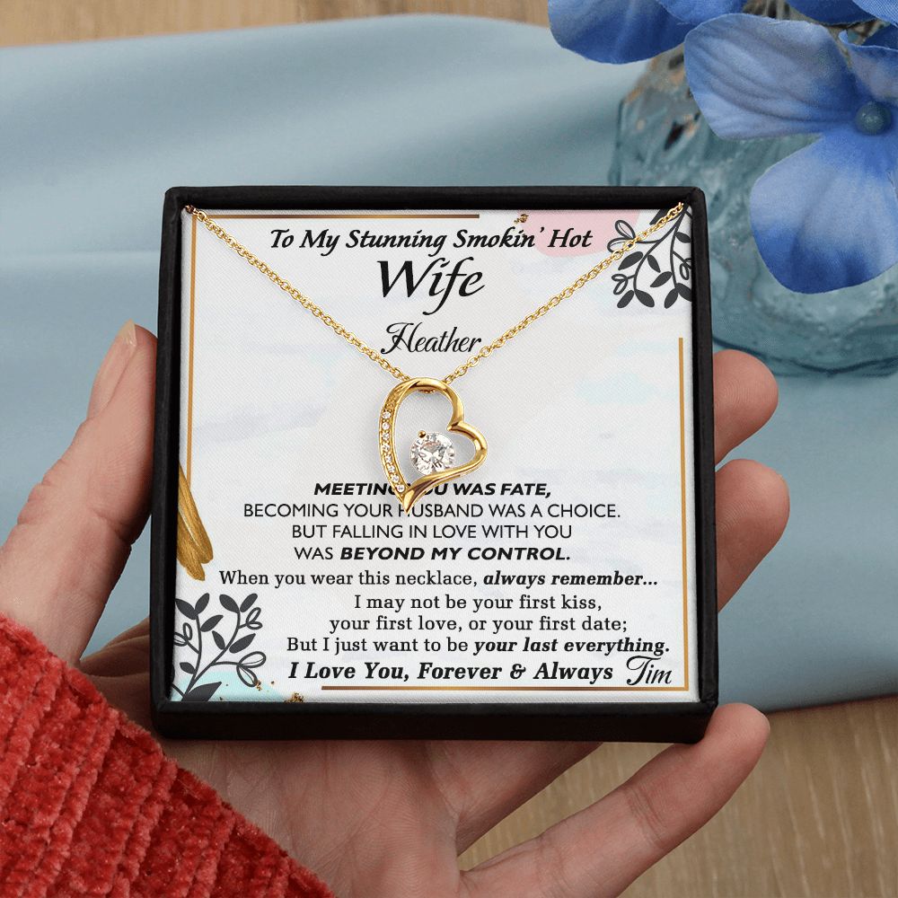 To My Wife Necklace from Husband, Personalized Necklace for Women, Luxury Necklace for Wife from Man Men, Wedding Anniversary Present For Wife, Beautiful Wife Jewelry Christmas Birthday Gift For Wife22 Forever Love Necklace