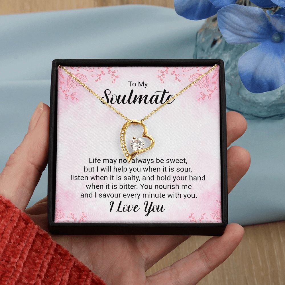 To My Soulmate Necklace for Women Birthday Christmas Jewelry Gifts For My Wife with Message Card Box Personalized Gift Present Pendant for Future Wife Soulmate Girlfriend Love 15 Forever Love Necklace