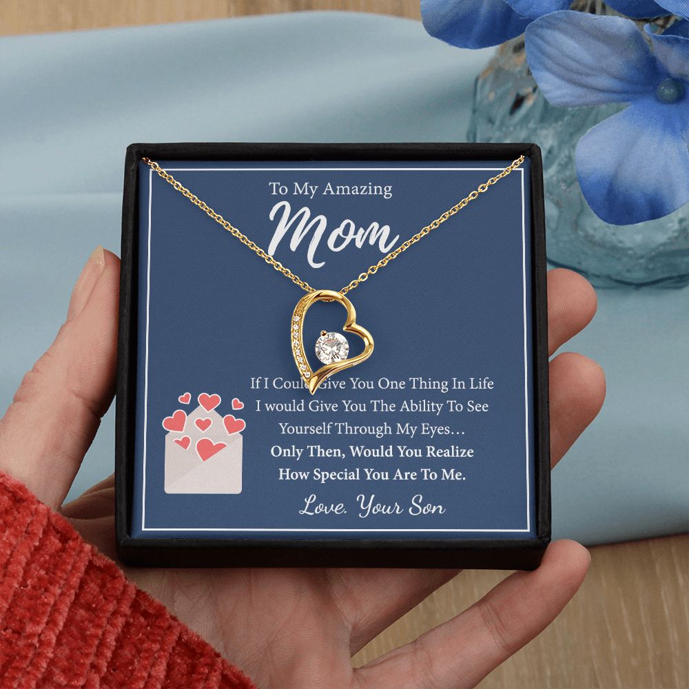 Mom Necklace Gifts for Mom from Daughter to Mom Gifts for Mothers Day from Daughter, To My Mom Necklace from Daughter to Mom Birthday Gifts Necklace with Message Card and Gift Box2238 Forever Love Necklace