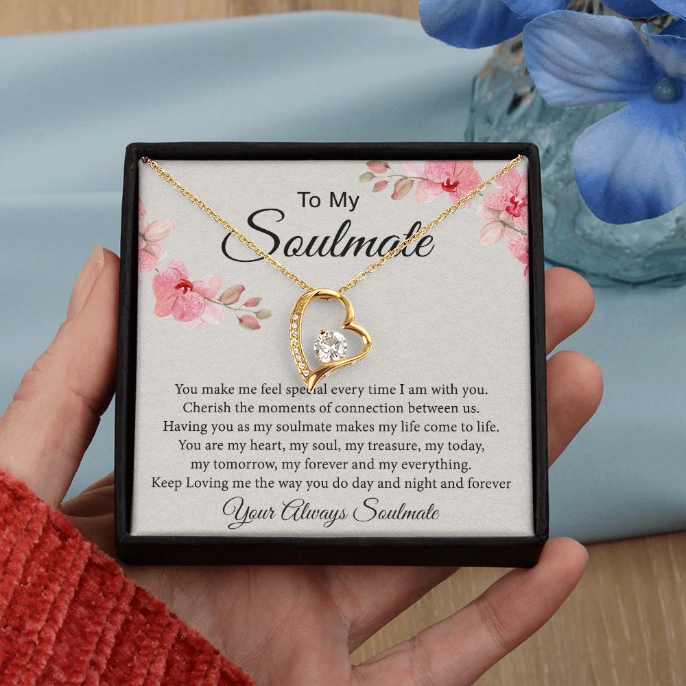 To My Soulmate Necklace for Women Birthday Christmas Jewelry Gifts For My Wife with Message Card Box Personalized Gift Present Pendant for Future Wife Soulmate Girlfriend Love 27 Forever Love Necklace