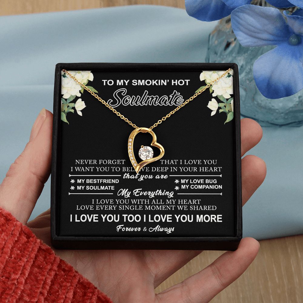 To My Smokin Hot Soulmate Necklace - Wife Gifts From Husband To My Wife Necklace, Gift for Her Romantic, Girlfriend Gifts Necklace for Wife from Men Includes Message Card and Gift Box 8 Forever Love Necklace