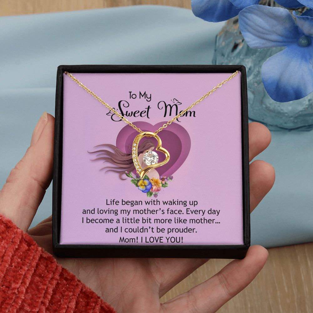 To My Sweet Mom, Sweet Mom Necklace Pendant, Mothers Day Gifts, Gift For Sweet Mom, New Mom Gifts Forever Love Necklace