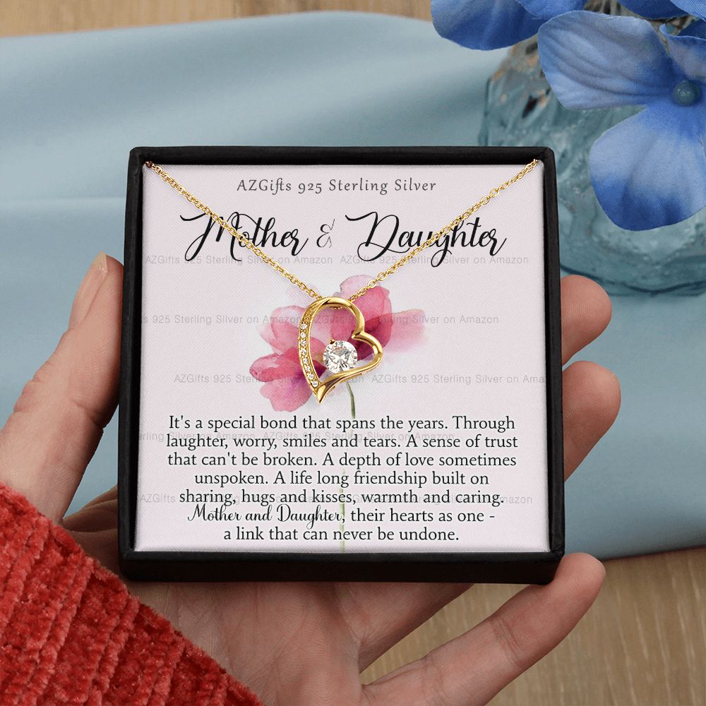 Mother Daughter Necklace with Message Card Mother Daughter Gift Mom Birthday Gift Necklace for Mom from Daughter Gift Birthday Gift for Mom Daughter Gift from Mom 301 Forever Love Necklace