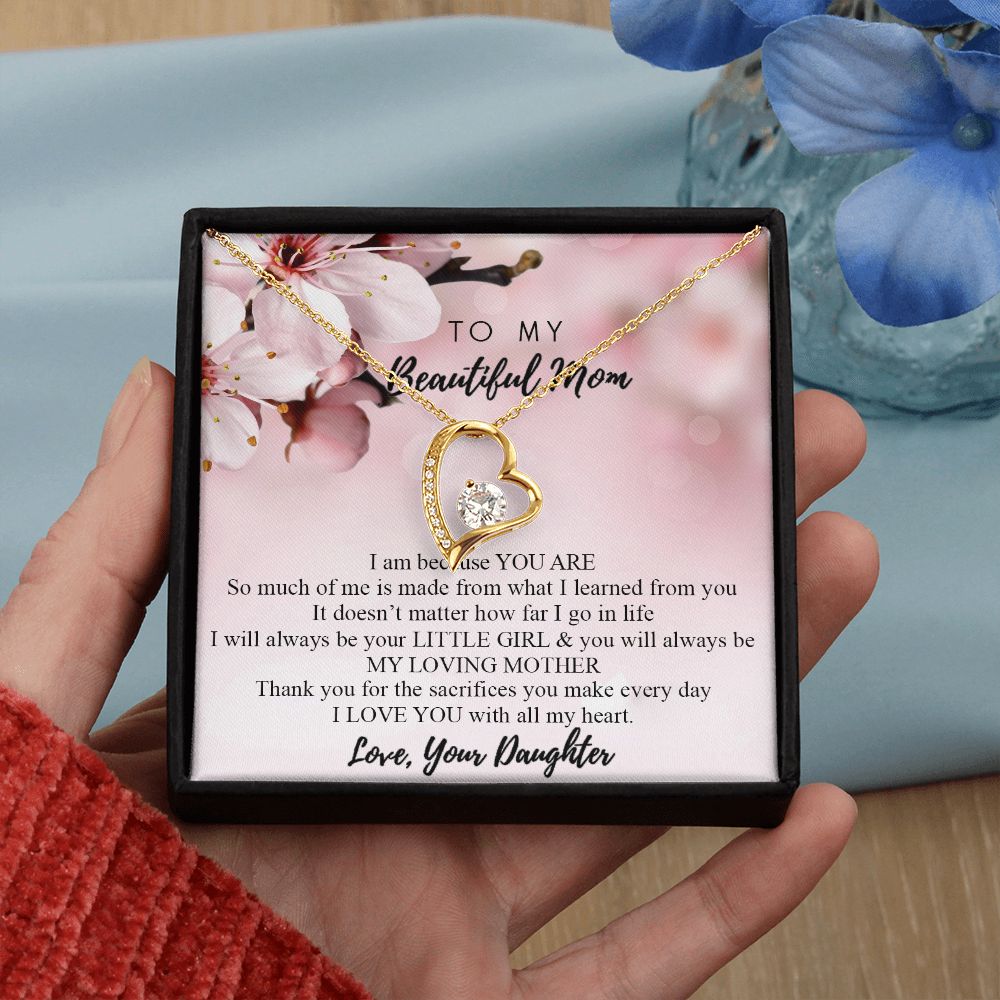 Mom Necklace Gifts for Mom from Daughter to Mom Gifts for Mothers Day from Daughter, To My Mom Necklace from Daughter to Mom Birthday Gifts Necklace with Message Card and Gift Box2246 Forever Love Necklace