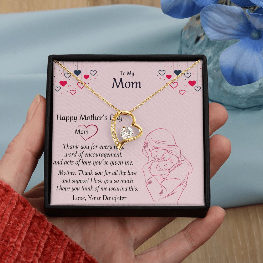 Mom Necklace Gifts for Mom from Daughter to Mom Gifts for Mothers Day from Daughter, To My Mom Necklace from Daughter to Mom Birthday Gifts Necklace with Message Card and Gift Box10 Forever Love Necklace