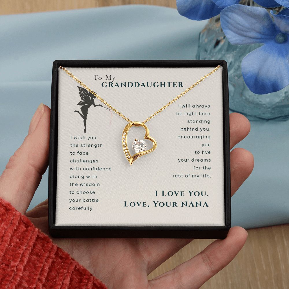 To My Granddaughter Dragonfly Necklace, Gift for Granddaughter From Nana Forever Love Necklace