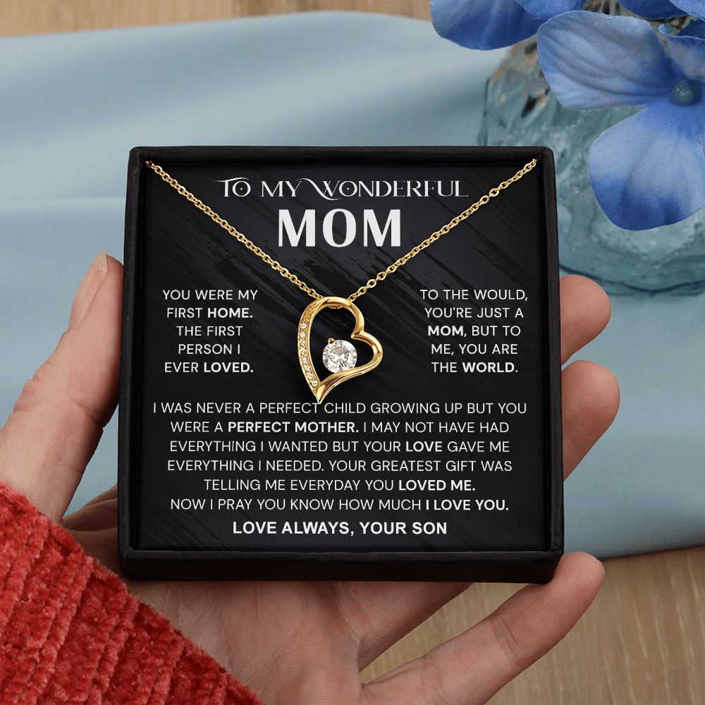 To My Wonderful Mom Necklace, Mom From Son Gift, Gift for Mother's Day From Son, Gift for Mom, Mother Gift from Son Necklace, Son to Mom Gifts, Mom gifts, Mothers Day Gift From Son Forever Love Necklace