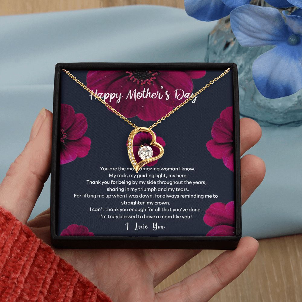 Mom Necklace Gifts for Mom from Daughter to Mom Gifts for Mothers Day from Daughter, To My Mom Necklace from Daughter to Mom Birthday Gifts Necklace with Message Card and Gift Box2235 Forever Love Necklace