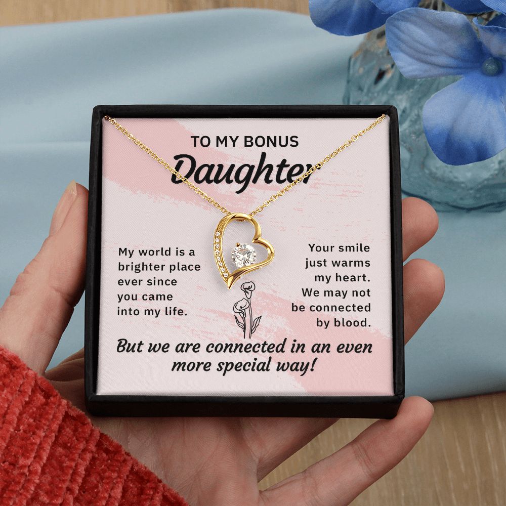 Bonus Daughter Gifts From Stepdad, Step Daughter Gifts From Stepmom, Stepdaughter Gifts From Stepdad, Father Stepdaughter Necklace, To My Bonus Daughter Necklaces, Christmas Gifts For Bonus11 Forever Love Necklace