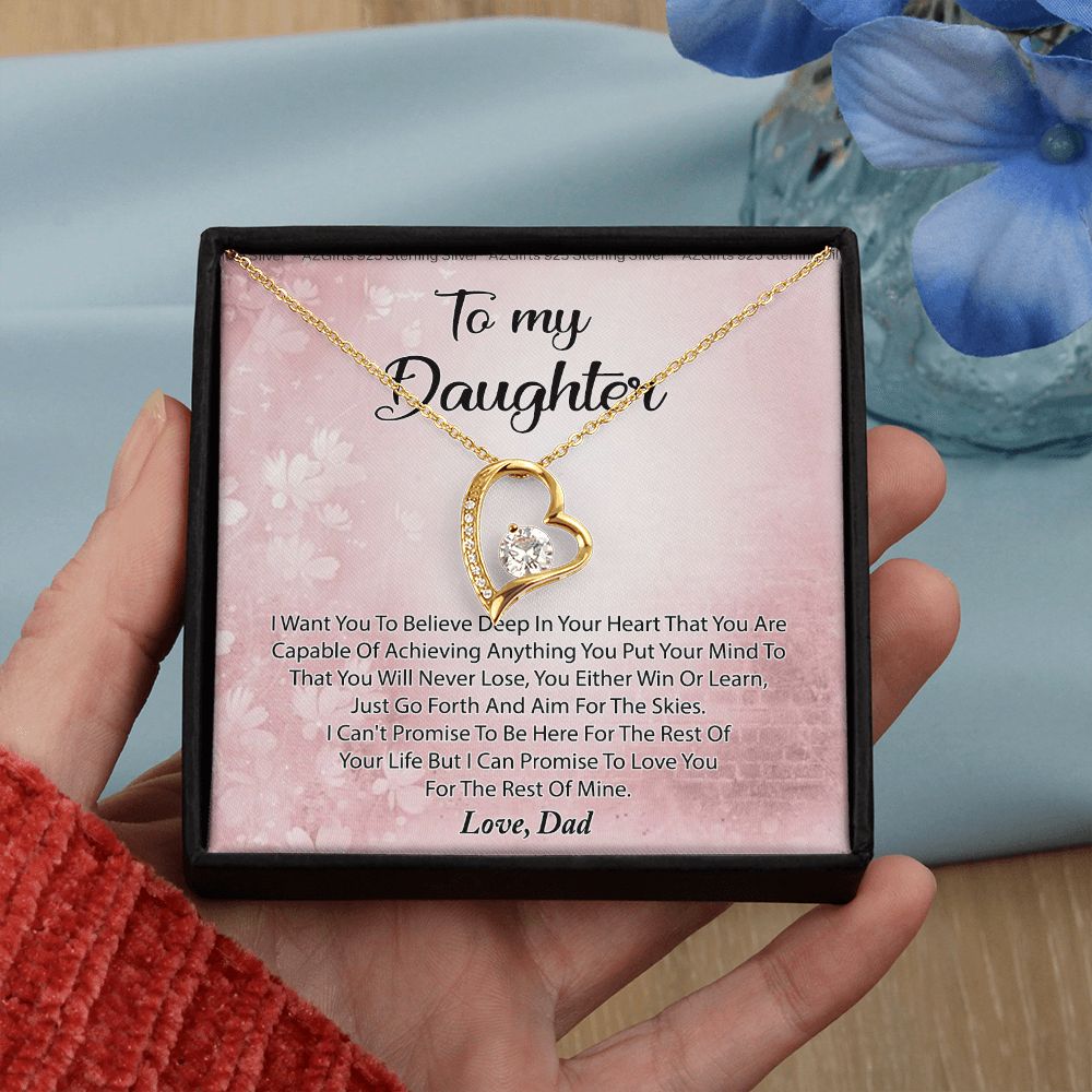 To My Daughter Necklace Gift From Mom I Love You Forever and Always Hearts Necklace For Daughter Present for Birthday Anniversary Christmas Valentine's Day Forever Love Necklace