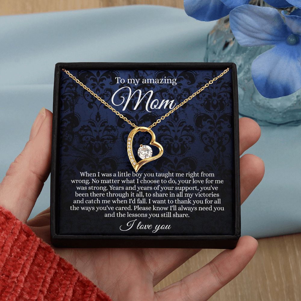 Gift for Mom Necklace, To My Beautiful Mom Love Knot Necklace Card, Mother’s Day Gift For Mom From Son, Thank You Mom Gift, Custom Jewelry Necklace For Mom Forever Love Necklace