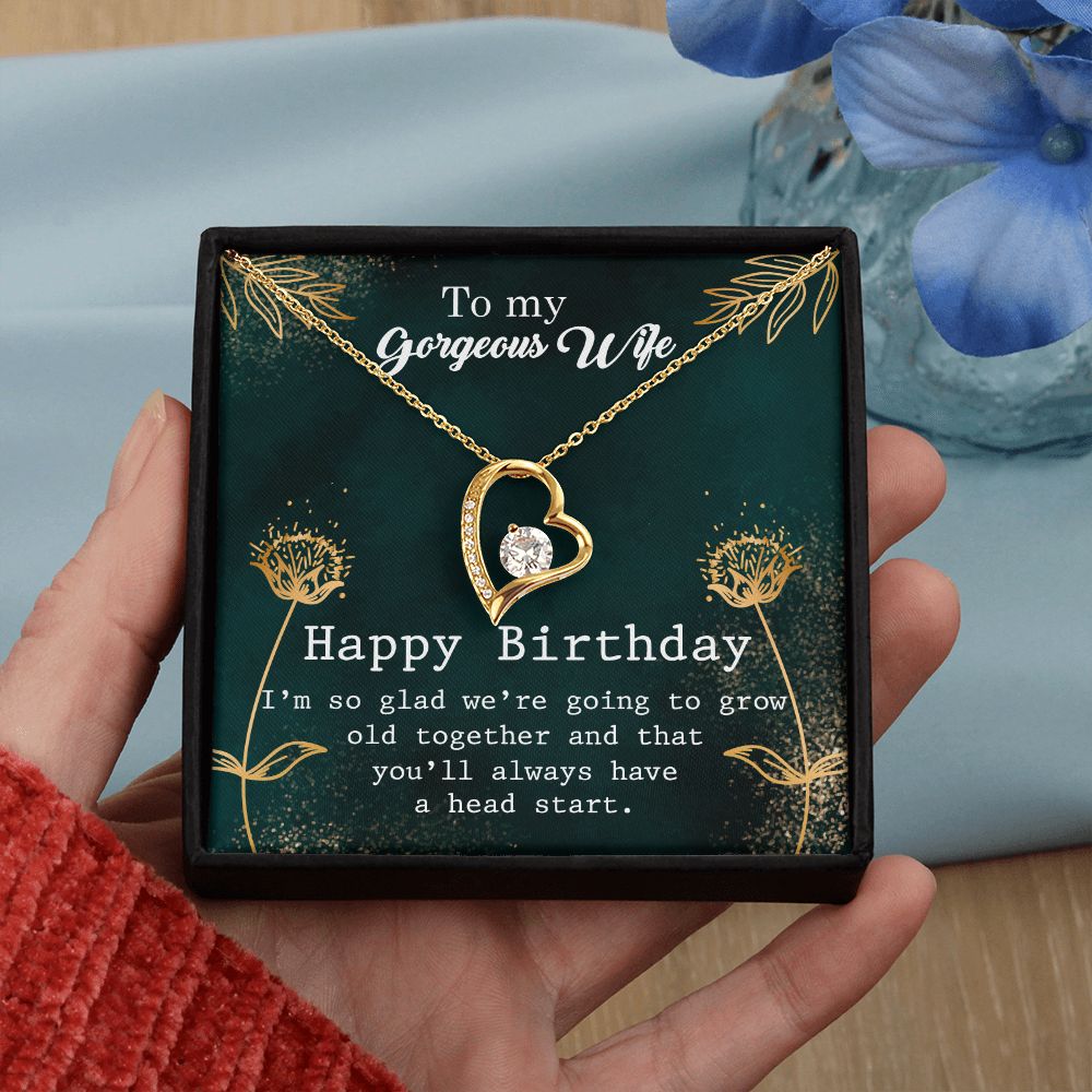 To My Gorgeous Wife Necklace Pendant Gift From Husbnd Habby Birthday A Head Start With Message Card and Gift Box. Valentine's Day Gift For Wife Future Wife Forever Love Necklace