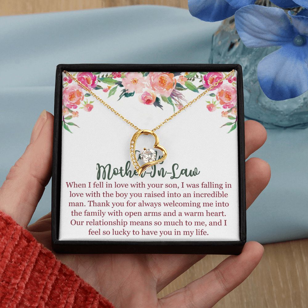 To My Mom In Law Necklace Pendant Gift From Son Happy Mother's Day Gift For Mom Birthday, Anniversary Love With Your Son Forever Love Necklace