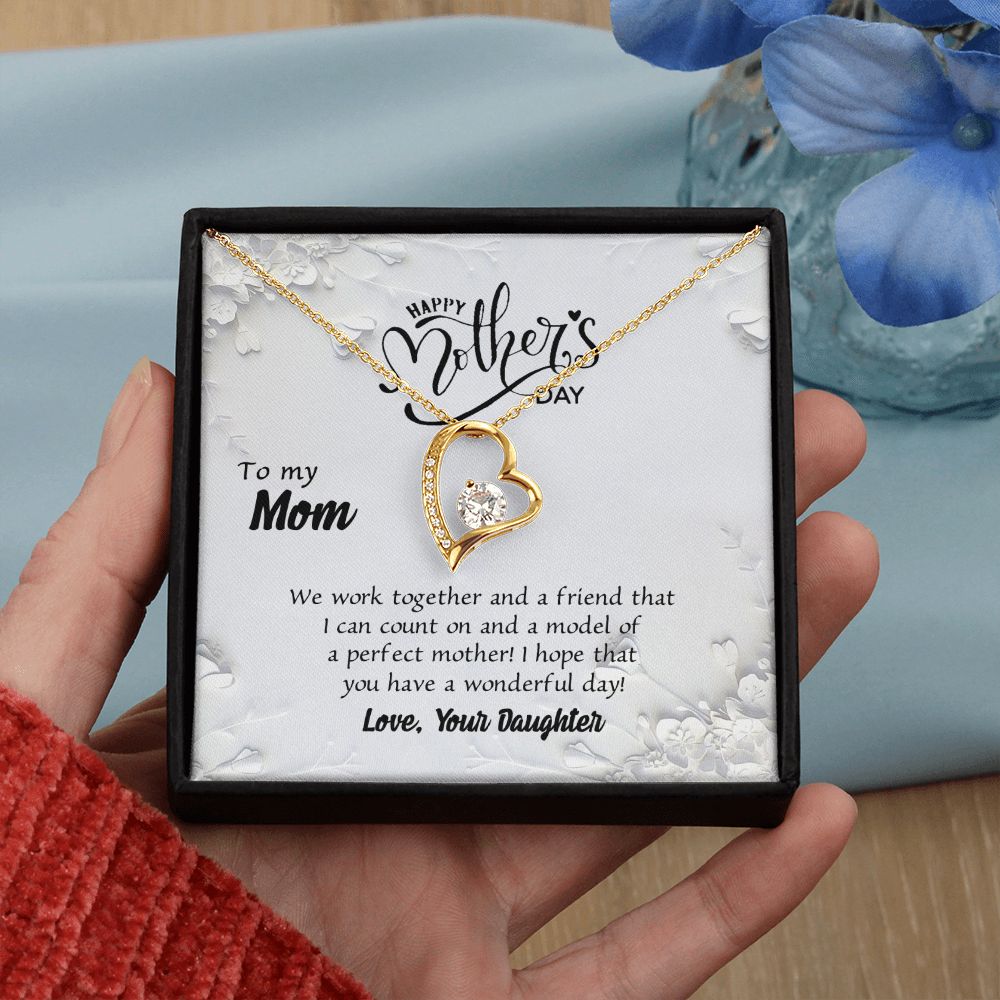 To My Mom Necklace Pendant Gift From Daughter And Happy Mother's Day Gift For Mom Birthday, Anniversary Together And A Friend Forever Love Necklace