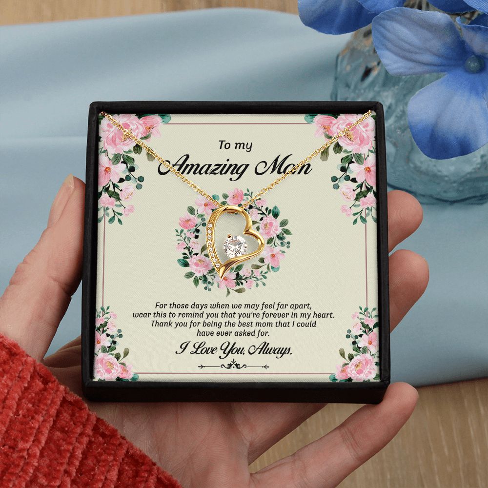 To My Mom Necklace, Gift For Mom, Mother's Day Gift from Daughter, Mom Jewelry Gift for Mothers Day, Birthday Gift for Mother, Moms Gift from Daughter Son, Necklace for Mom Mother17 Forever Love Necklace