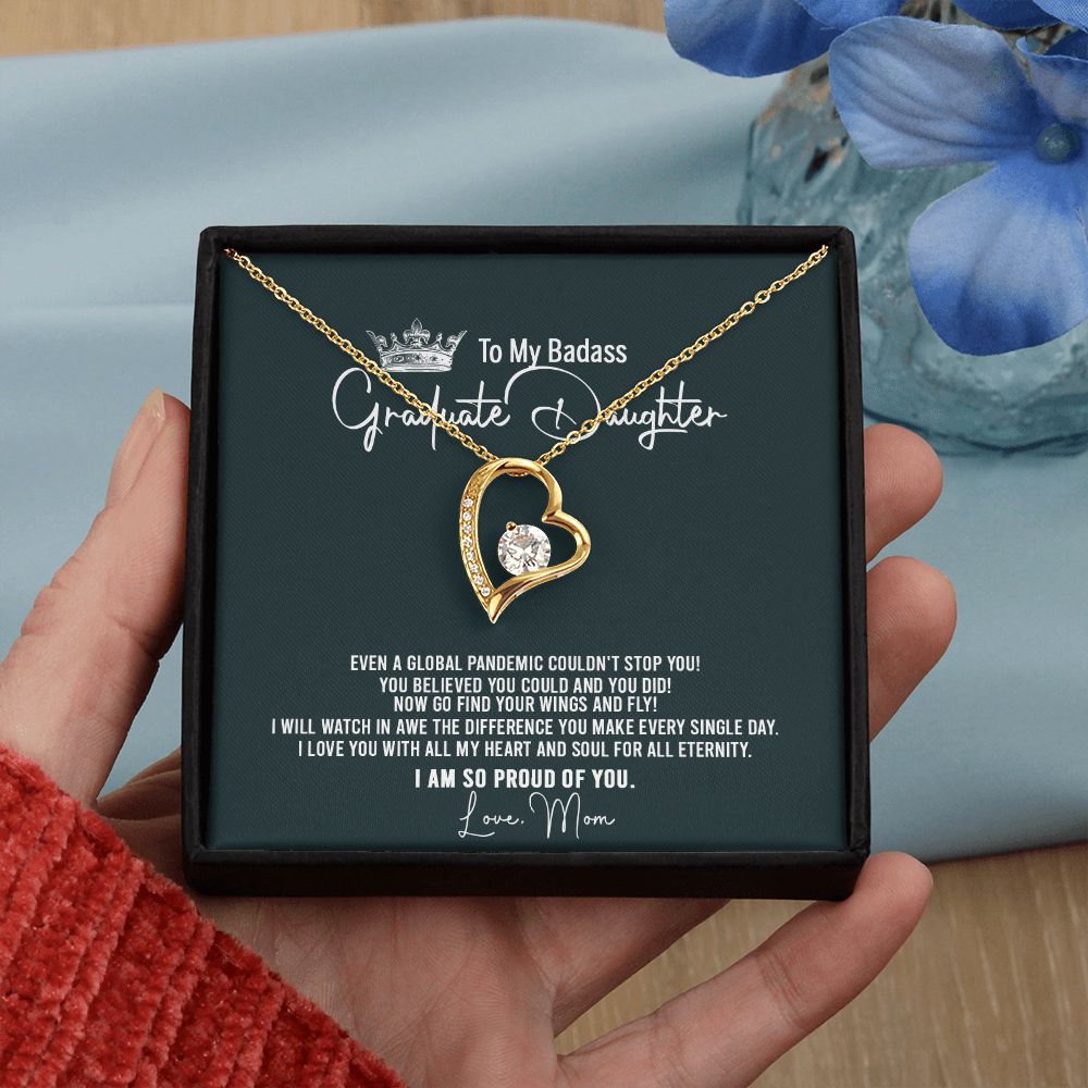 Badass Graduation Daughter Gift From Mom, Graduation Gift, Necklace Congrats Graduation Pendants Gift For Daughter, Daughter In law, Daughter Necklace From Mom Forever Love Necklace