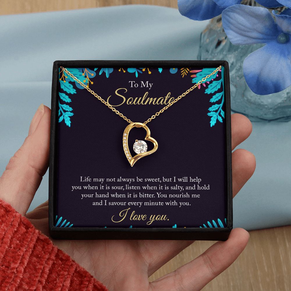 To My Soulmate Necklace for Women Birthday Christmas Jewelry Gifts For My Wife with Message Card Box Personalized Gift Present Pendant for Future Wife Soulmate Girlfriend Love 16 Forever Love Necklace