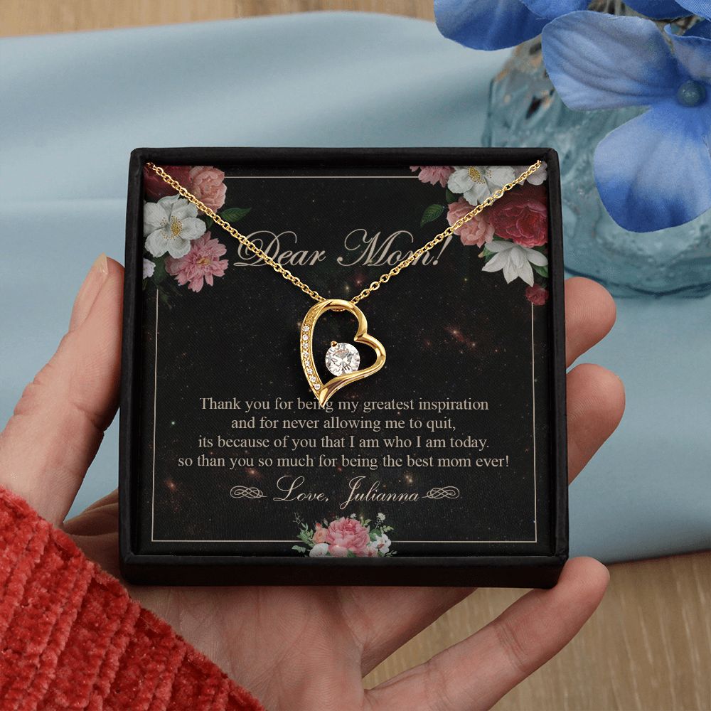To My Mom Necklace, Gift For Mom On Mother's Day Thank You Mom Gifts From Kids Mom Julianna Forever Love Necklace