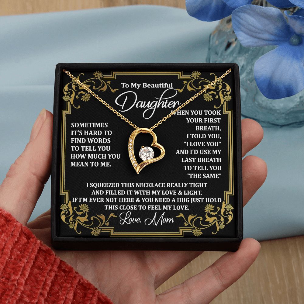 Mother Daughter Gift Ideas, To My Daughter Gift Necklace from Mom, Jewelry Pendant Present for Daughter, Birthday Christmas Gift Graduation Gifts for Daughters, Mother and Daughter Necklace 2134 Forever Love Necklace
