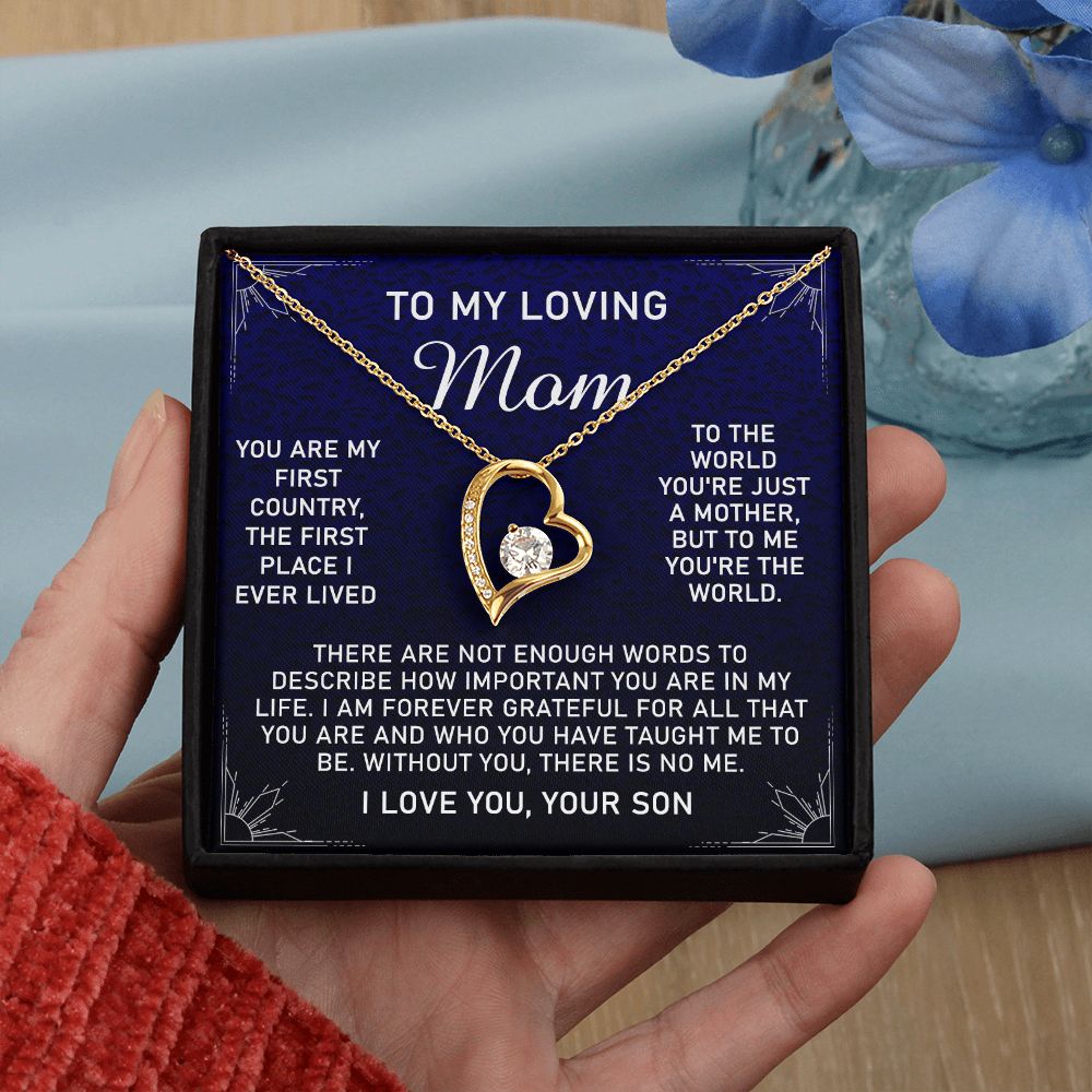 To My Loving Mom Necklace, Gift for Mom from Son, Mother's Day Jewelry Gift, Necklace for Mom Birthday Anniversary Mother's Day Jewelry Gift, To My Mom Necklace from Son Forever Love Necklace