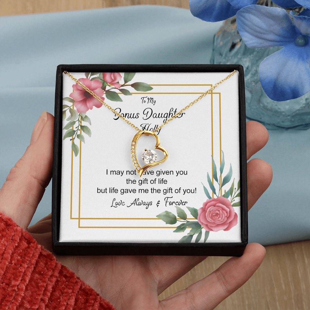 Bonus Daughter Gifts From Stepdad, Step Daughter Gifts From Stepmom, Stepdaughter Gifts From Stepdad, Father Stepdaughter Necklace, To My Bonus Daughter Necklaces, Christmas Gifts For Bonus6 Forever Love Necklace